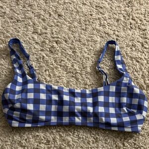Aerie Blue, Black and White Checkered Bikini Top